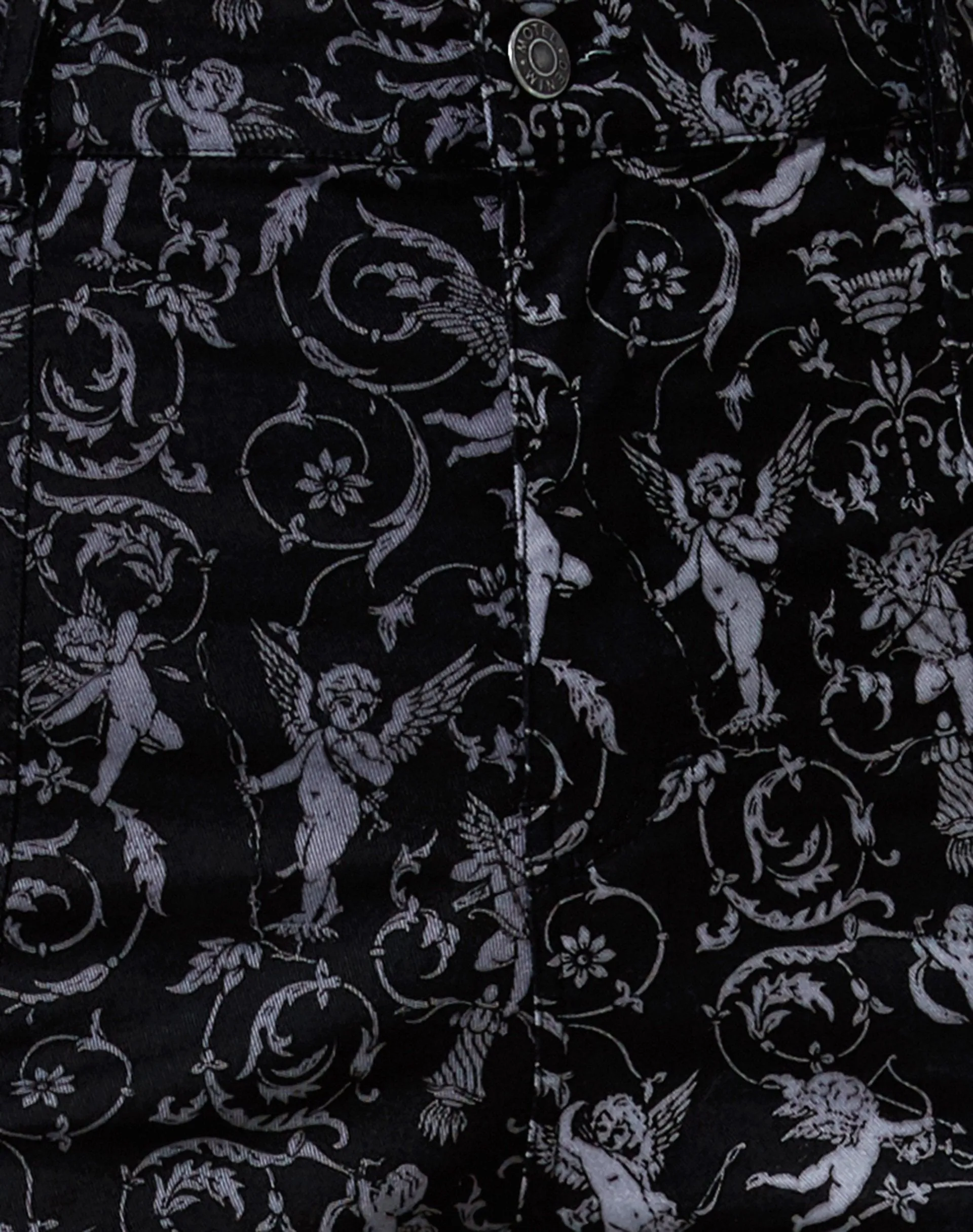 Zabby Flare Trouser in Baroque Cherub Black and Grey